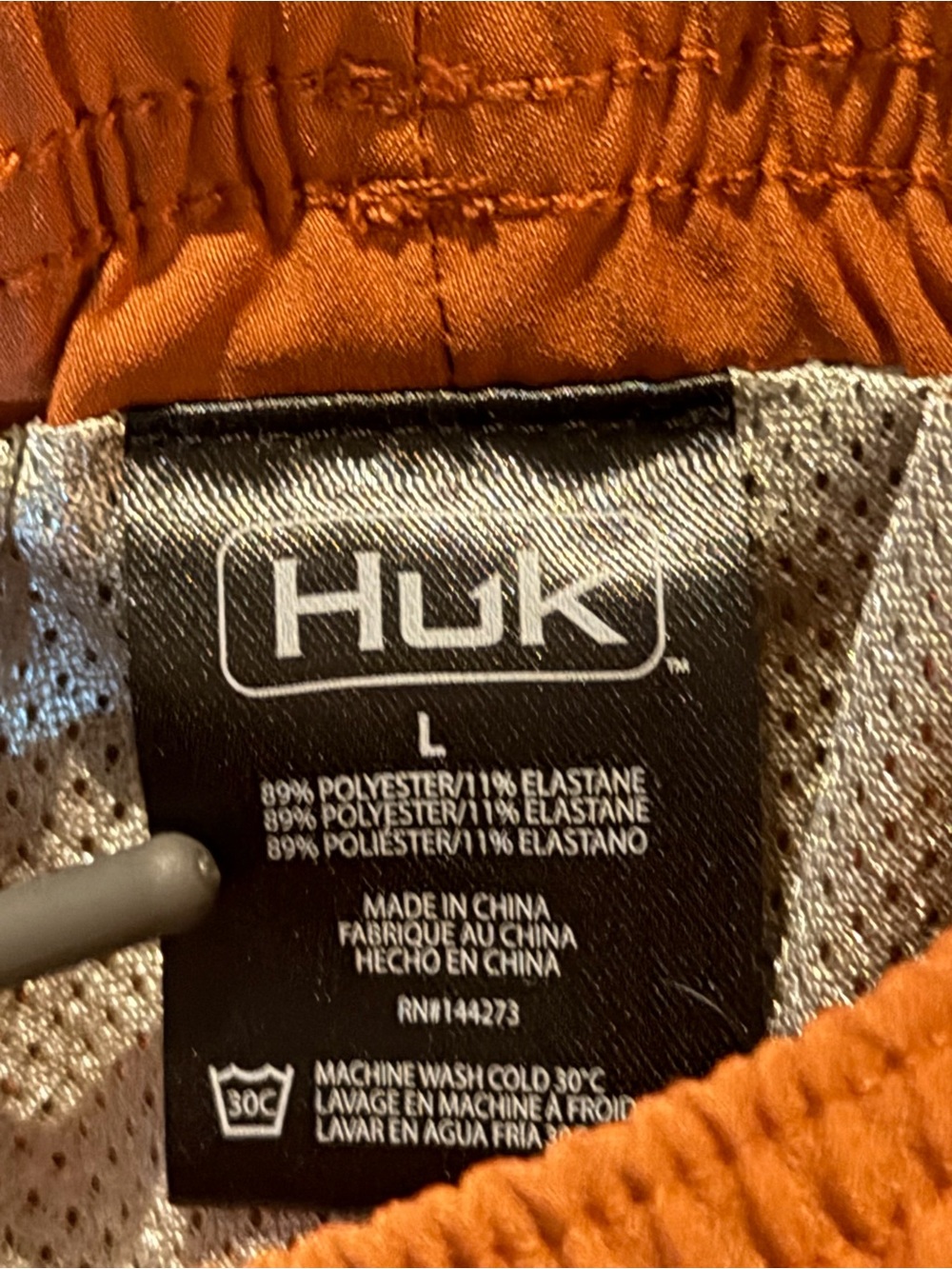HUK Fishing Men’s Large Shirt & Shorts Set Tan Orange Outdoor Performance Outfit - Picture 9 of 15